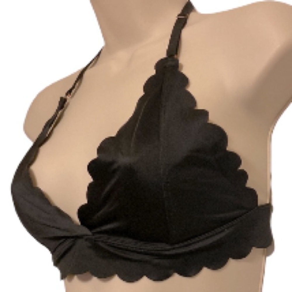 AEROPOSTALE Live Love Dream Black Scalloped Sexy Bra Bralette Womens Medium